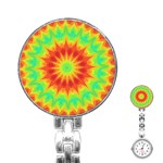 Kaleidoscope Background Mandala Red green Stainless Steel Nurses Watch