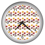 Autumn Leaves Wall Clock (Silver)