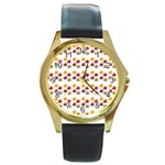 Autumn Leaves Round Gold Metal Watch