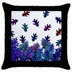 Blue Purple Leaves Throw Pillow Case (black) by LoolyElzayat