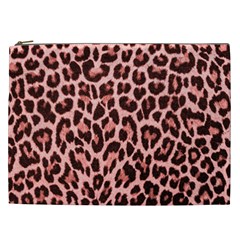 Coral Leopard Print  Cosmetic Bag (xxl) by TopitOff