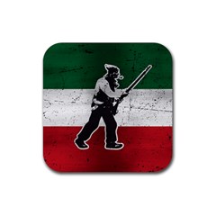 Flag Patriote Quebec Patriot Red Green White Grunge Vieux Patriot Henri Julien Rubber Coaster (square)  by Quebec