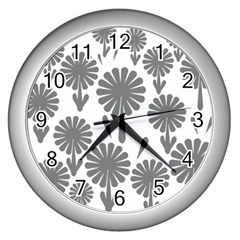 Zappwaits Flowers Black Wall Clock (silver)