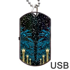 Winter Holidays Black Dog Tag Usb Flash (two Sides) by LoolyElzayat