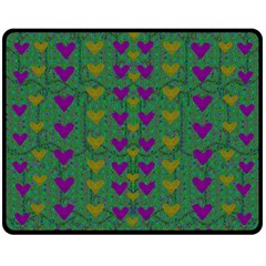 In Love With Festive Hearts Double Sided Fleece Blanket (medium)  by pepitasart