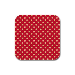 Red Hot Polka Dots Rubber Square Coaster (4 Pack)  by WensdaiAmbrose