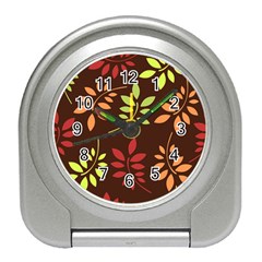 Leaves Foliage Pattern Design Travel Alarm Clock by Mariart