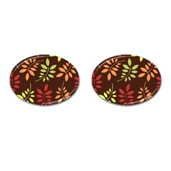 Leaves Foliage Pattern Design Cufflinks (oval) by Mariart