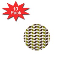 Leaf Plant Pattern Seamless 1  Mini Buttons (10 Pack)  by Pakrebo