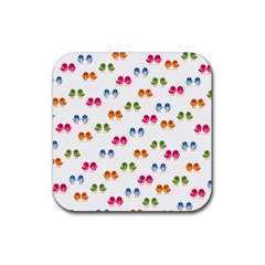 Tweet-hearts Pattern Rubber Coaster (square)  by WensdaiAmbrose