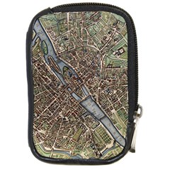 Paris Map City Old Compact Camera Leather Case by Pakrebo