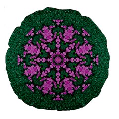 The Most Uniqe Flower Star In Ornate Glitter Large 18  Premium Round Cushions by pepitasart