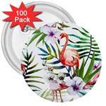 Rose flamingo 3  Buttons (100 pack) 