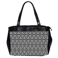Black And White Filigree Oversize Office Handbag (2 Sides) by retrotoomoderndesigns