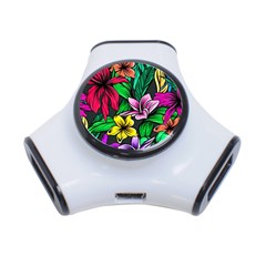 Neon Hibiscus 3-port Usb Hub by retrotoomoderndesigns