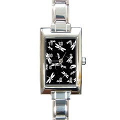 Dragonflies Pattern Rectangle Italian Charm Watch by Valentinaart