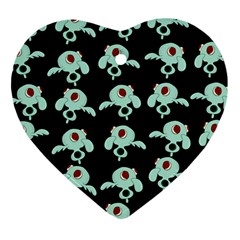 Squidward In Repose Pattern Heart Ornament (two Sides) by Valentinaart