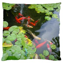 Koi Fish Pond Large Cushion Case (one Side) by StarvingArtisan
