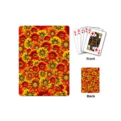 Brilliant Orange And Yellow Daisies Playing Cards (mini) by retrotoomoderndesigns