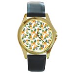 Pineapples pattern Round Gold Metal Watch