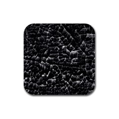 Black And White Grunge Cracked Abstract Print Rubber Square Coaster (4 Pack)  by dflcprintsclothing