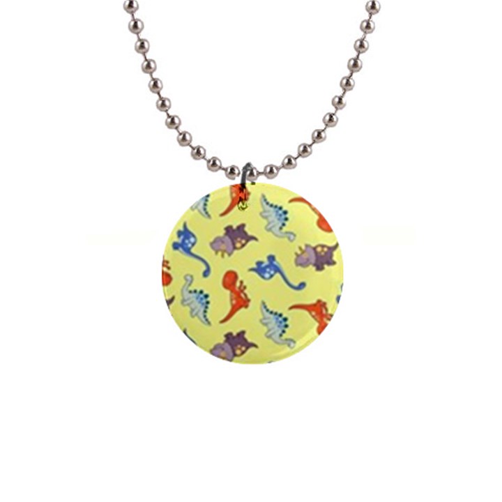 Dinosaurs - Yellow Finch 1  Button Necklace