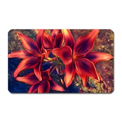 Red Lillies Bloom Flower Plant Magnet (rectangular) by Pakrebo