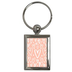 Coral Pattren With White Hearts Key Chains (rectangle)  by alllovelyideas