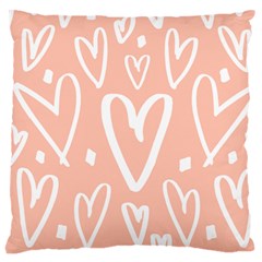 Coral Pattren With White Hearts Large Cushion Case (one Side) by alllovelyideas