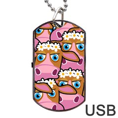 Pink Cows Dog Tag Usb Flash (one Side) by ArtworkByPatrick