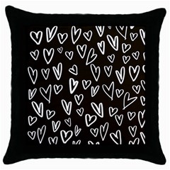 White Hearts - Black Background Throw Pillow Case (black) by alllovelyideas