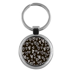 White Hearts - Black Background Key Chains (round)  by alllovelyideas