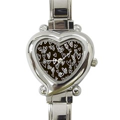 White Hearts - Black Background Heart Italian Charm Watch by alllovelyideas