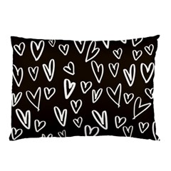 White Hearts - Black Background Pillow Case by alllovelyideas