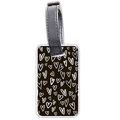 White Hearts - Black Background Luggage Tags (one Side)  by alllovelyideas