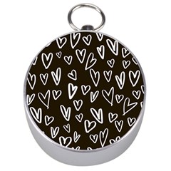 White Hearts - Black Background Silver Compasses by alllovelyideas