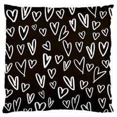 White Hearts - Black Background Standard Flano Cushion Case (one Side) by alllovelyideas