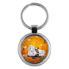 Wonderful Unicorn With Fairy Key Chains (round)  by FantasyWorld7