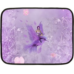 Fairy With Fantasy Bird Fleece Blanket (mini) by FantasyWorld7