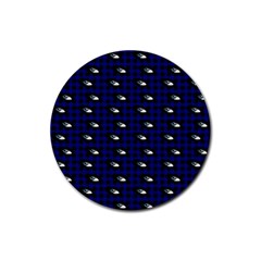 Eyes Blue Plaid Rubber Round Coaster (4 Pack)  by snowwhitegirl