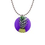 Pineapple Purple 1  Button Necklace