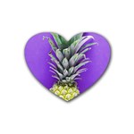 Pineapple Purple Rubber Coaster (Heart) 