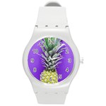 Pineapple Purple Round Plastic Sport Watch (M)