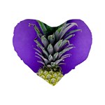 Pineapple Purple Standard 16  Premium Heart Shape Cushions