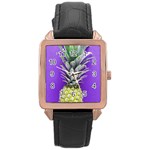 Pineapple Purple Rose Gold Leather Watch 