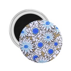 Vintage White Blue Flowers 2 25  Magnets by snowwhitegirl