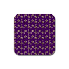 Victorian Crosses Purple Rubber Square Coaster (4 Pack)  by snowwhitegirl