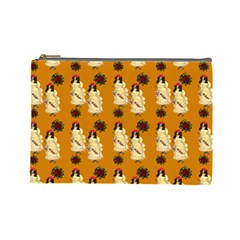 Victorian Skeleton Orange Cosmetic Bag (large) by snowwhitegirl