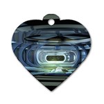 Spaceship Interior Stage Design Dog Tag Heart (One Side)
