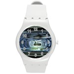 Spaceship Interior Stage Design Round Plastic Sport Watch (M)